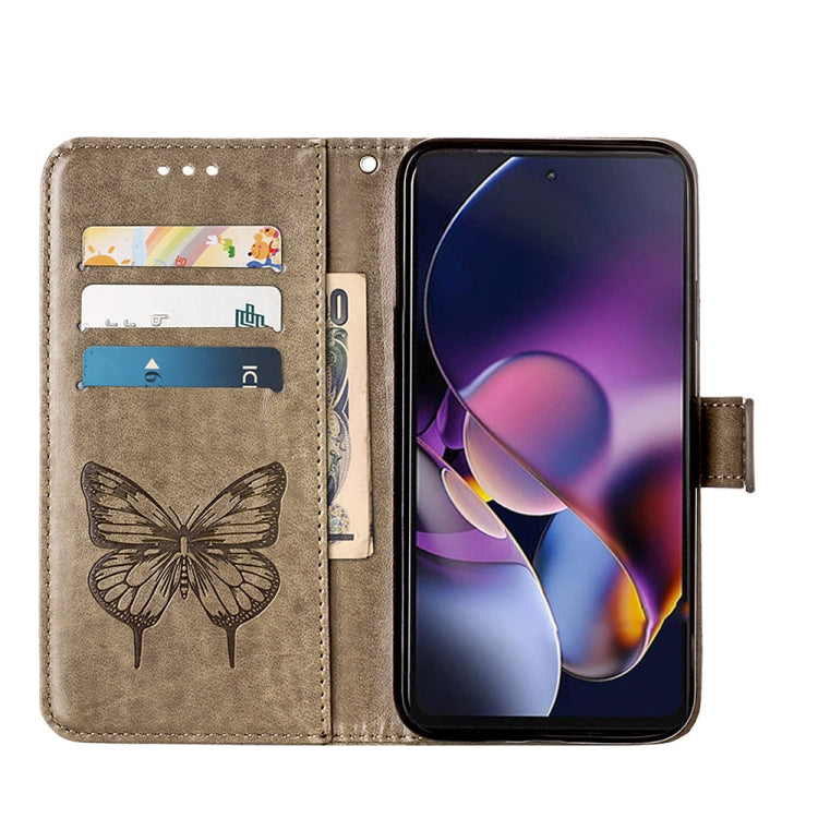 For Motorola Moto G Stylus 5G 2024 Embossed Butterfly Leather Phone Case(Grey) - Motorola Cases by PMC Jewellery | Online Shopping South Africa | PMC Jewellery | Buy Now Pay Later Mobicred