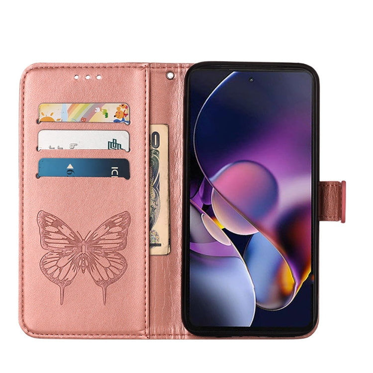 For Motorola Moto G Stylus 5G 2024 Embossed Butterfly Leather Phone Case(Rose Gold) - Motorola Cases by PMC Jewellery | Online Shopping South Africa | PMC Jewellery | Buy Now Pay Later Mobicred