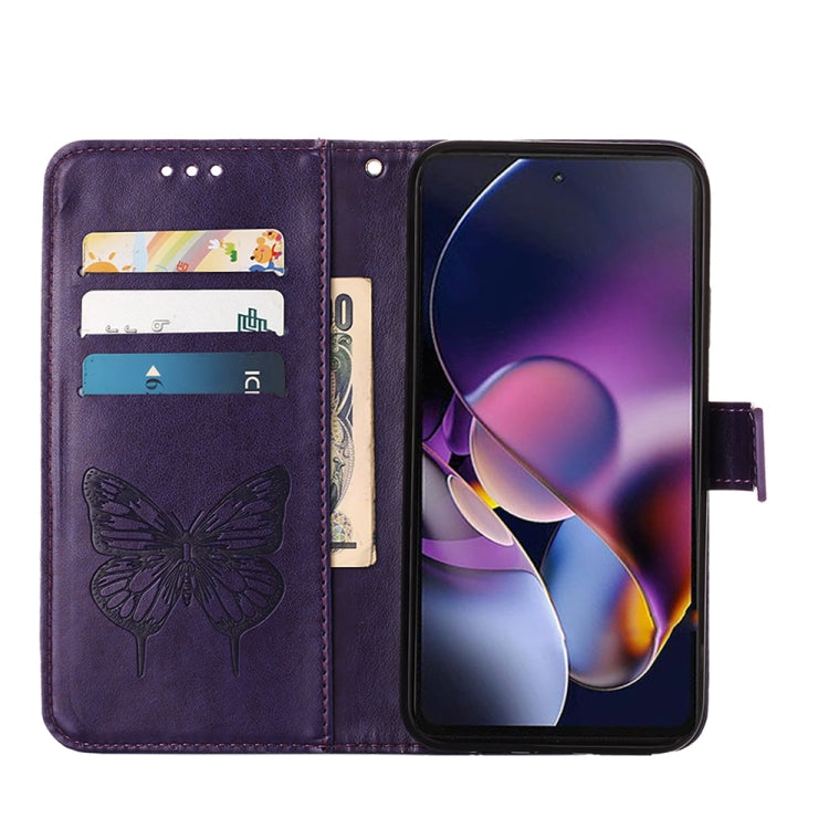 For Motorola Moto G Stylus 5G 2024 Embossed Butterfly Leather Phone Case(Dark Purple) - Motorola Cases by PMC Jewellery | Online Shopping South Africa | PMC Jewellery | Buy Now Pay Later Mobicred