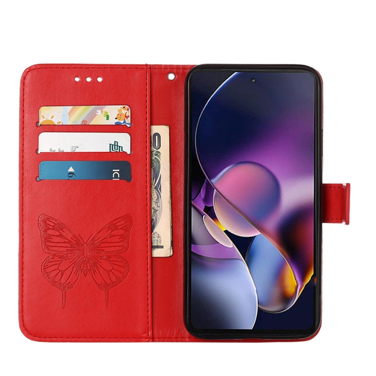 For Motorola Moto G Stylus 5G 2024 Embossed Butterfly Leather Phone Case(Red) - Motorola Cases by PMC Jewellery | Online Shopping South Africa | PMC Jewellery | Buy Now Pay Later Mobicred