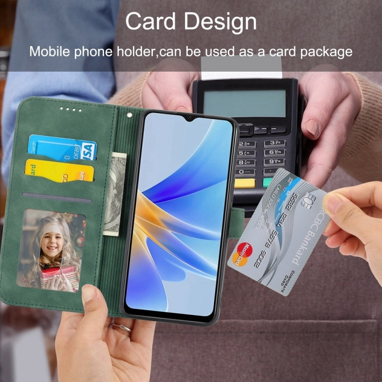 For iPhone 16e Dierfeng Dream Line TPU + PU Leather Phone Case(Green) - iPhone 16e Cases by PMC TechLife | Online Shopping South Africa | PMC TechLife | Buy Now Pay Later Mobicred