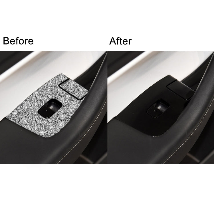For Tesla Model 3 Car Window Raising Button Diamond Sticker, Left Drive - Car Interior Mouldings by PMC TechLife | Online Shopping South Africa | PMC TechLife | Buy Now Pay Later Mobicred