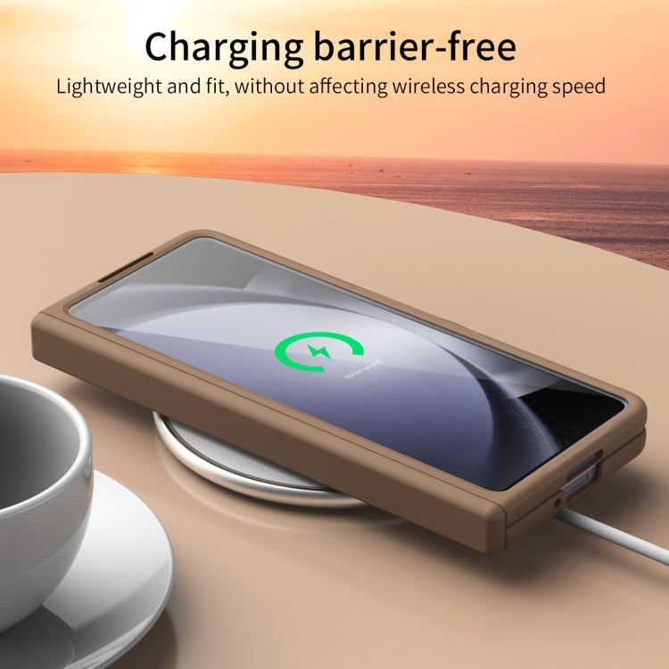 For Samsung Galaxy Z Fold5 Extraordinary Series Hinged Folding Full Phone Case(Coffee) - Galaxy Z Fold5 Cases by PMC TechLife | Online Shopping South Africa | PMC TechLife