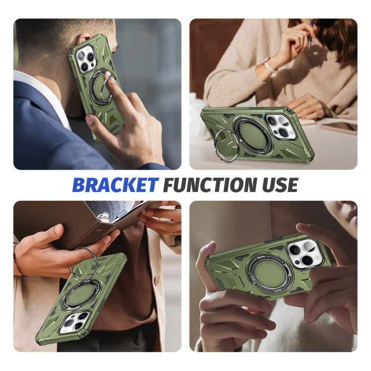 For iPhone 13 Pro Max MagSafe Magnetic Shockproof Phone Case with Ring Holder(Dark Green) - iPhone 13 Pro Max Cases by PMC TechLife | Online Shopping South Africa | PMC TechLife