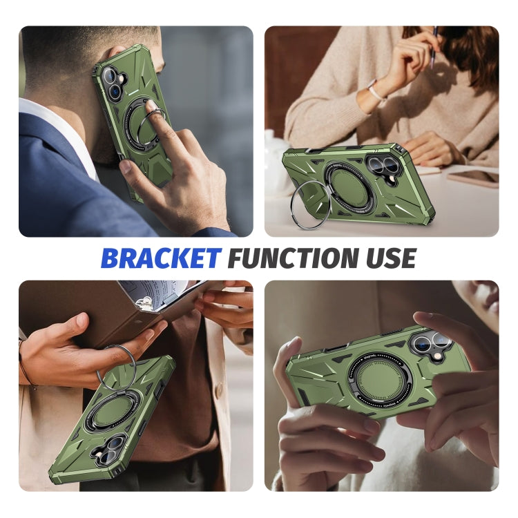 For iPhone 16 MagSafe Magnetic Shockproof Phone Case with Ring Holder(Dark Green) - iPhone 16 Cases by PMC TechLife | Online Shopping South Africa | PMC TechLife | Buy Now Pay Later Mobicred