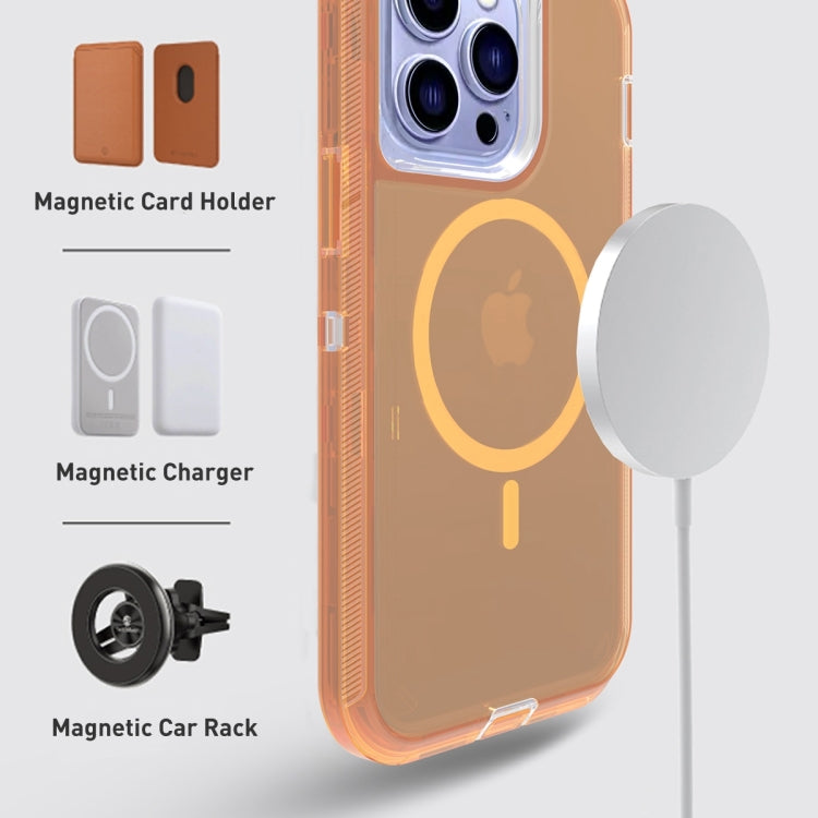 For iPhone 14 Pro Shockproof MagSafe Magnetic Phone Case(Transparent Gold) - iPhone 14 Pro Cases by PMC TechLife | Online Shopping South Africa | PMC TechLife