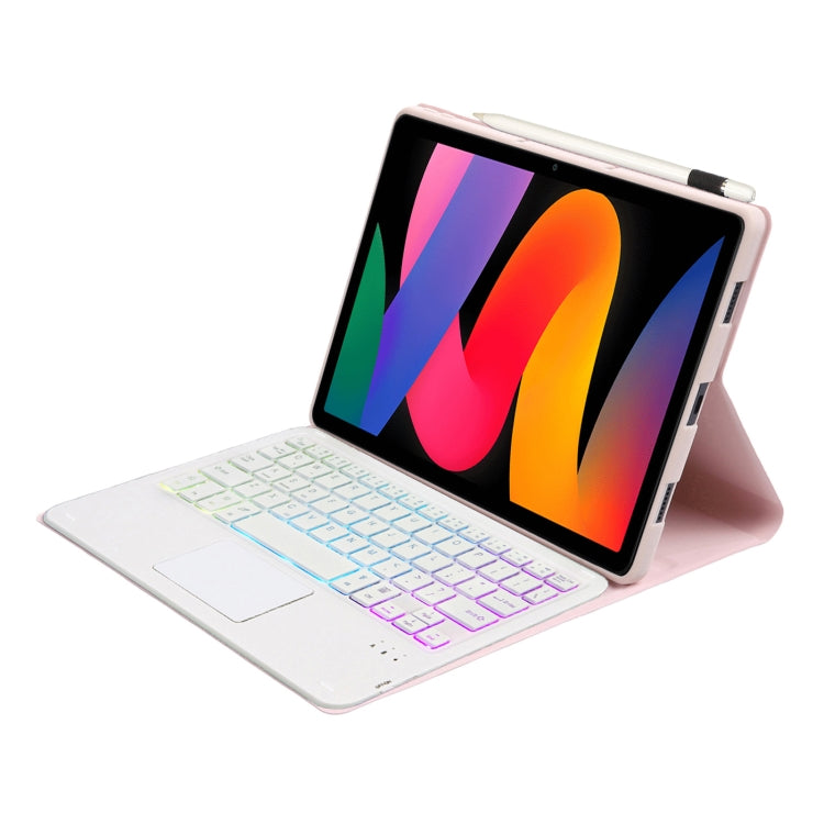 For Xiaomi Redmi Pad SE 11 inch A0N9-AS Lambskin Texture Ultra-thin Detachable Backlight Bluetooth Keyboard Leather Case with Touchpad(Pink) - Others Keyboard by PMC TechLife | Online Shopping South Africa | PMC TechLife