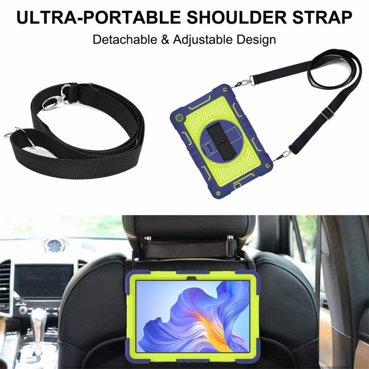 For Honor Pad X8 360 Degree Rotation PC Contrast Silicone Tablet Case(Navy Blue + Yellow Green) - Honor by PMC TechLife | Online Shopping South Africa | PMC TechLife | Buy Now Pay Later Mobicred
