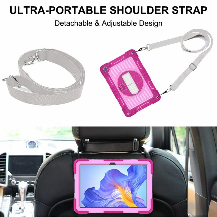 For Honor Pad X8 360 Degree Rotation PC Contrast Silicone Tablet Case(Rose Red + Pink) - Honor by PMC TechLife | Online Shopping South Africa | PMC TechLife | Buy Now Pay Later Mobicred