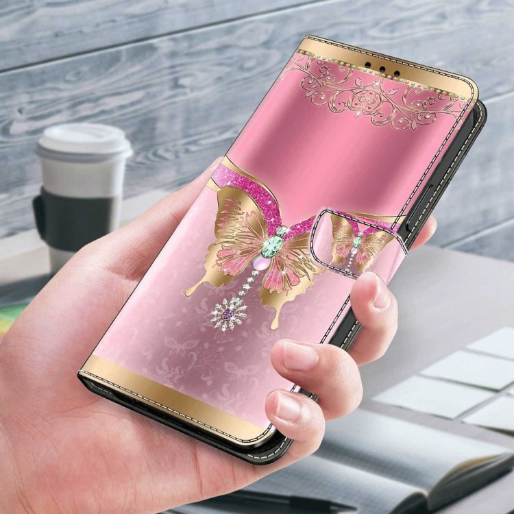 For Motorola Moto G14 Crystal 3D Shockproof Protective Leather Phone Case(Pink Bottom Butterfly) - Motorola Cases by PMC TechLife | Online Shopping South Africa | PMC TechLife | Buy Now Pay Later Mobicred