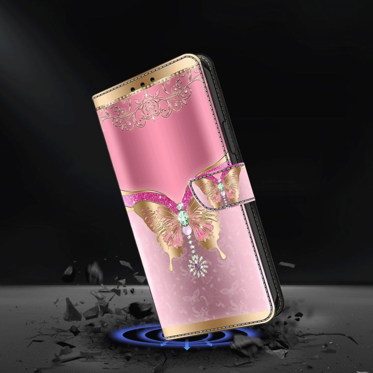 For Motorola Moto G34 Crystal 3D Shockproof Protective Leather Phone Case(Pink Bottom Butterfly) - Motorola Cases by PMC TechLife | Online Shopping South Africa | PMC TechLife | Buy Now Pay Later Mobicred