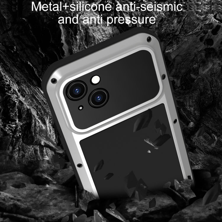 For iPhone 15 LOVE MEI Metal Shockproof Life Waterproof Dustproof Phone Case(Silver) - free shipping - PMC TechLife - Order now!