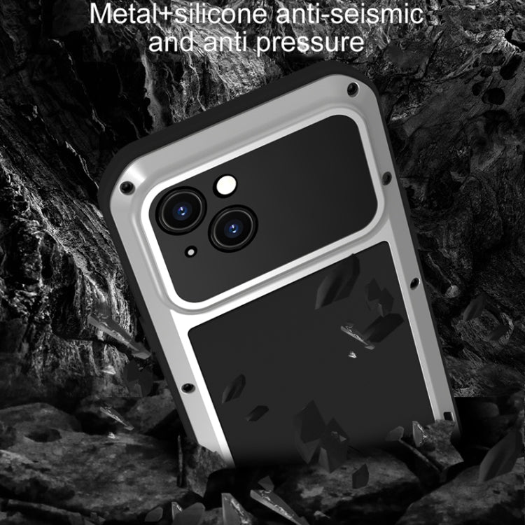 For iPhone 15 Plus LOVE MEI Metal Shockproof Life Waterproof Dustproof Phone Case(White) - free shipping - PMC TechLife - Order now!