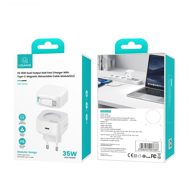 USAMS US-CC202 SMF Series PD35W Dual Type-C Port GaN Fast Charger, EU Plug(White) - free shipping - PMC Jewellery - Order now!