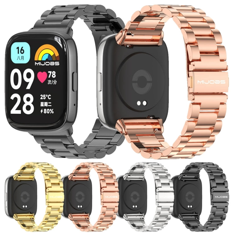 For Redmi Watch 3 Lite / Watch 3 Active Mijobs Three-Bead Metal Stainless Steel Watch Band(Silver) - free shipping - PMC TechLife - Order now!