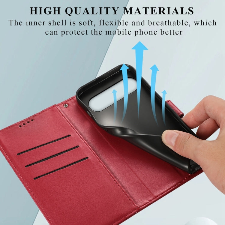 For Google Pixel 9 Pro PU Genuine Leather Texture Embossed Line Phone Case(Red) - Google Cases by PMC TechLife | Online Shopping South Africa | PMC TechLife | Buy Now Pay Later Mobicred