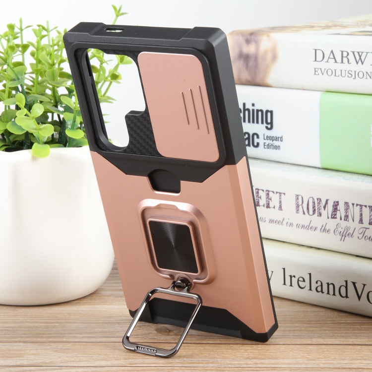 For Samsung Galaxy S24 Ultra 5G Camera Shield Card Slot PC+TPU Phone Case(Rose Gold) - Galaxy S24 Ultra 5G Cases by PMC TechLife | Online Shopping South Africa | PMC TechLife