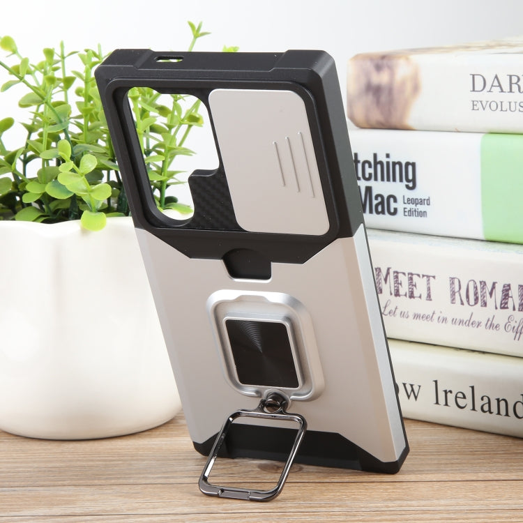 For Samsung Galaxy S24 Ultra 5G Camera Shield Card Slot PC+TPU Phone Case(Silver) - Galaxy S24 Ultra 5G Cases by PMC TechLife | Online Shopping South Africa | PMC TechLife