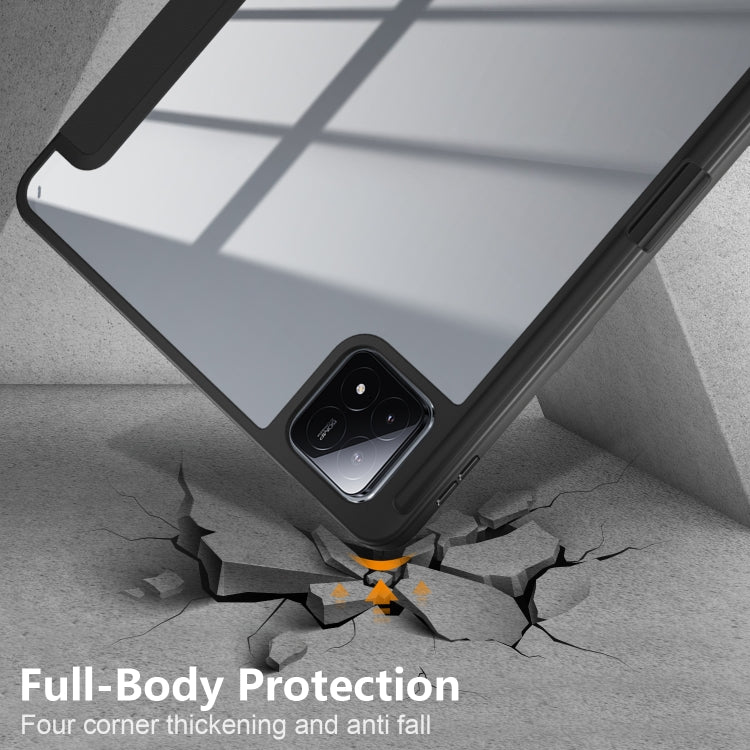 For Xiaomi Pad 6S Pro 12.4 Acrylic 3-Fold Solid Color Smart Leather Tablet Case(Black) - More Tablet Cases by PMC TechLife | Online Shopping South Africa | PMC TechLife