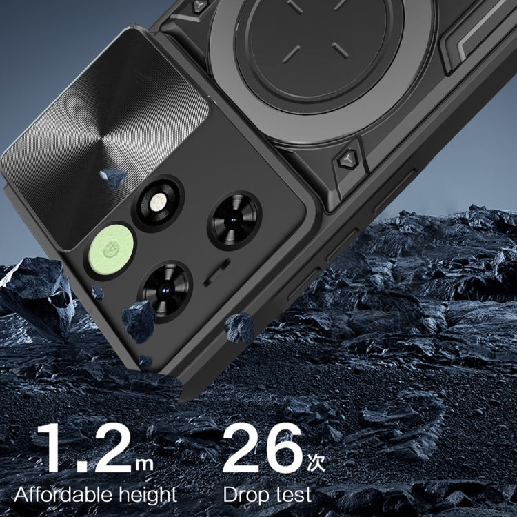 For Tecno Spark Go 2024/Spark 20 CD Texture Sliding Camshield Magnetic Holder Phone Case(Black) - Tecno Cases by PMC TechLife | Online Shopping South Africa | PMC TechLife | Buy Now Pay Later Mobicred