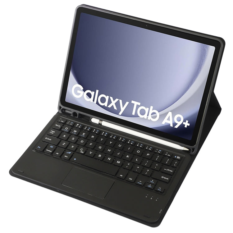 For Samsung Galaxy Tab A9+ X210/X215/X215 A09B-A Candy Color TPU Touch Bluetooth Keyboard Leather Tablet Case with Pen Holder(Black) - Samsung Keyboard by PMC TechLife | Online Shopping South Africa | PMC TechLife | Buy Now Pay Later Mobicred