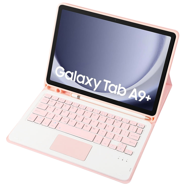For Samsung Galaxy Tab A9+ X210/X215/X215 A09B-A Candy Color TPU Touch Bluetooth Keyboard Leather Tablet Case with Pen Holder(Pink) - Samsung Keyboard by PMC TechLife | Online Shopping South Africa | PMC TechLife