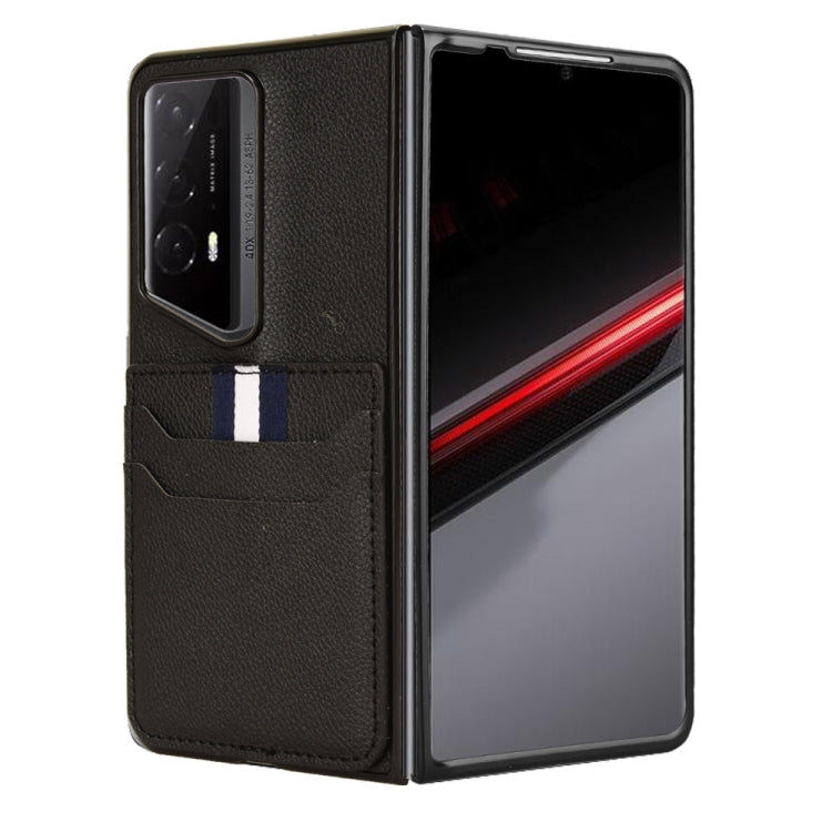 For Honor Magic V2 RSR Porsche Design Litchi Texture Card Slots Back Cover Phone Case(Black) - Honor Cases by PMC TechLife | Online Shopping South Africa | PMC TechLife | Buy Now Pay Later Mobicred