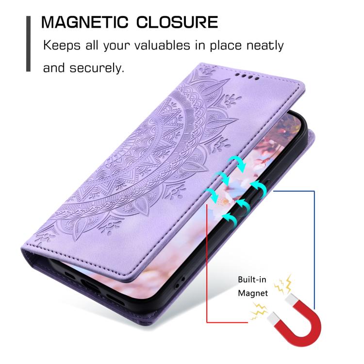 For iPhone 16e Totem Embossed Magnetic Leather Phone Case(Purple) - iPhone 16e Cases by PMC TechLife | Online Shopping South Africa | PMC TechLife | Buy Now Pay Later Mobicred