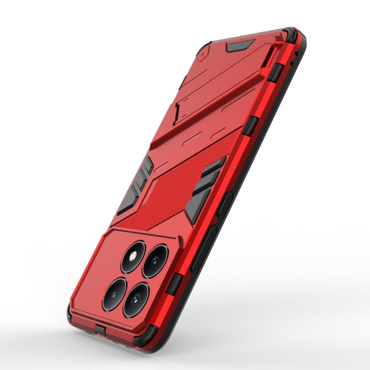 For Xiaomi Redmi K70E 5G Punk Armor 2 in 1 PC + TPU Phone Case with Holder(Red) - K70E Cases by PMC TechLife | Online Shopping South Africa | PMC TechLife