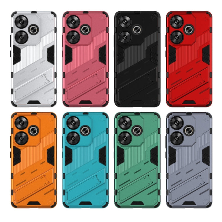 For Xiaomi Redmi Turbo 3 5G Punk Armor 2 in 1 PC + TPU Phone Case with Holder(Light Red) - Xiaomi Cases by PMC TechLife | Online Shopping South Africa | PMC TechLife | Buy Now Pay Later Mobicred