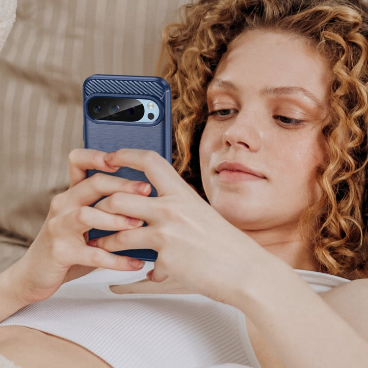 For Google Pixel 9 Pro 5G Carbon Fiber Brushed Texture TPU Phone Case(Blue) - Google Cases by PMC TechLife | Online Shopping South Africa | PMC TechLife | Buy Now Pay Later Mobicred