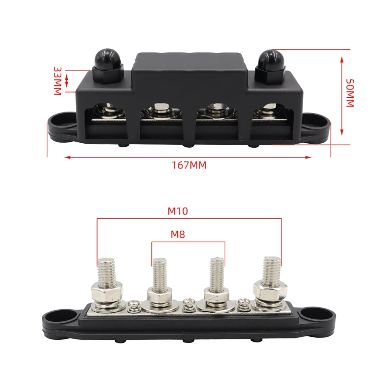 CP-4017 M10+M8 Power Distribution Block Terminal Studs with Terminals(Black) - Booster Cable & Clip by PMC TechLife | Online Shopping South Africa | PMC TechLife | Buy Now Pay Later Mobicred