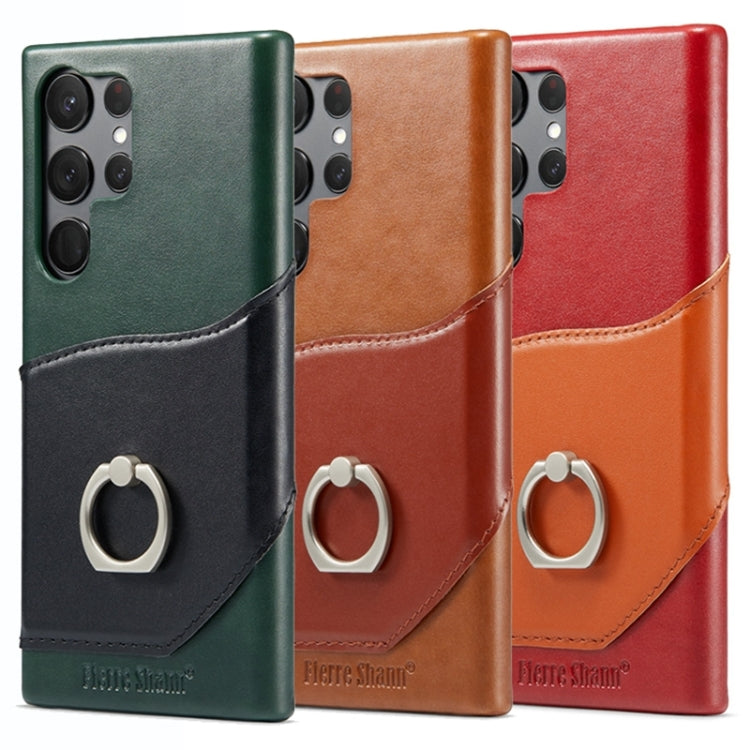 For Samsung Galaxy S24 Ultra 5G Fierre Shann Oil Wax Texture Genuine Leather Back Phone Case(Brown) - free shipping - PMC Jewellery - Order now!