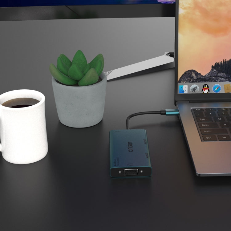 Onten M206 4K 60Hz 4 in 1 Type-C to Dual HDMI + VGA + 3.5mm Video Converter Adapter - free shipping - PMC Jewellery - Order now!