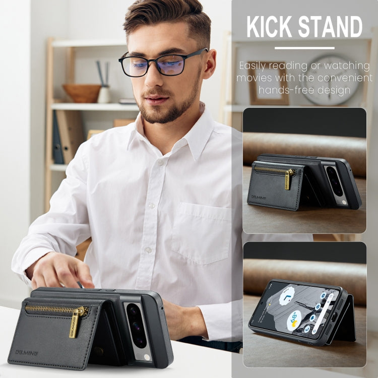 For Google Pixel 8 Pro DG.MING M5 Series Zip RFID Multi Card Detachable Leather Phone Case(Black) - Google Cases by DG.MING | Online Shopping South Africa | PMC TechLife | Buy Now Pay Later Mobicred