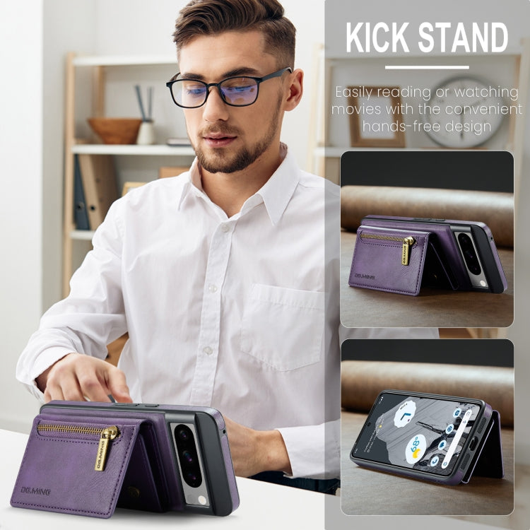 For Google Pixel 8 Pro DG.MING M5 Series Zip RFID Multi Card Detachable Leather Phone Case(Purple) - Google Cases by DG.MING | Online Shopping South Africa | PMC TechLife | Buy Now Pay Later Mobicred