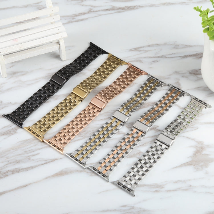 For Apple Watch 38mm 22mm Ultra-thin Five Beads Stainless Steel Watch Band(Black) - free shipping - PMC TechLife - Order now!