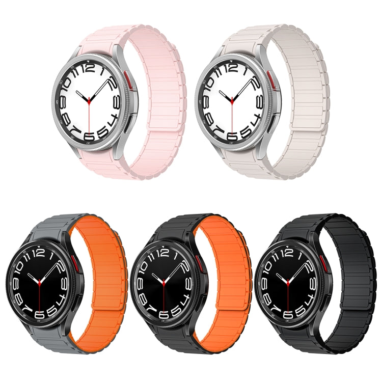For Samsung Galaxy Watch 6 / 5 / 4 Magnetic Loop Silicone Watch Band(Grey Orange) - Watch Bands by PMC TechLife | Online Shopping South Africa | PMC TechLife