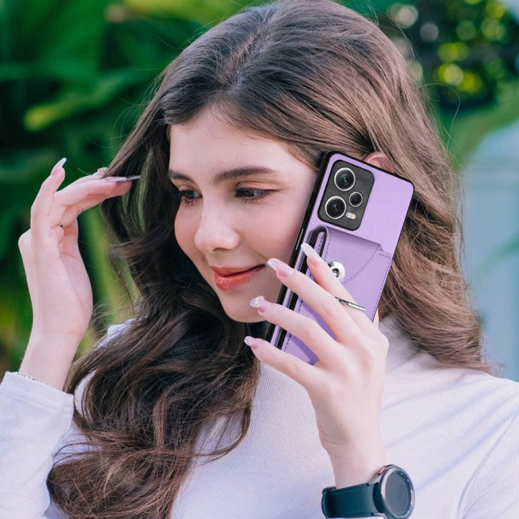 For Xiaomi Redmi Note 12 Pro 5G Global Organ Card Bag Ring Holder PU Phone Case(Purple) - Xiaomi Cases by PMC TechLife | Online Shopping South Africa | PMC TechLife | Buy Now Pay Later Mobicred