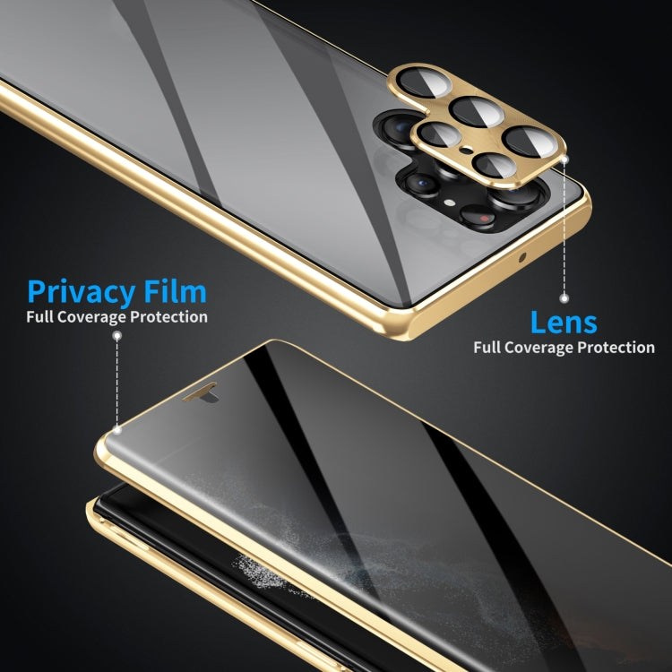 For Samsung Galaxy S25 Ultra 5G Privacy Full Cover Magnetic Metal Tempered Glass Phone Case(Silver) - free shipping - PMC TechLife - Order now!