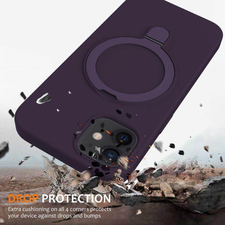 For iPhone 12 MagSafe Magnetic Liquid Silicone Phone Case with Ring Holder(Purple) - iPhone 12 / 12 Pro Cases by PMC TechLife | Online Shopping South Africa | PMC TechLife