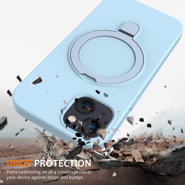 For iPhone 15 Plus MagSafe Magnetic Liquid Silicone Phone Case with Ring Holder(Sky Blue) - iPhone 15 Plus Cases by PMC TechLife | Online Shopping South Africa | PMC TechLife