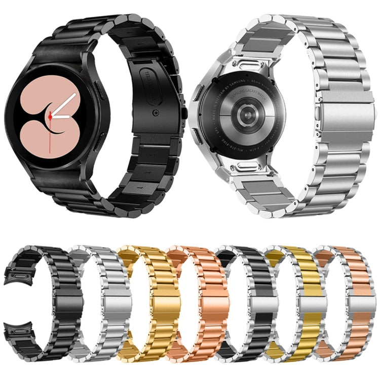 For Samsung Galaxy Watch 6 Quick Release Button Three-bead Stainless Steel Watch Band(Silver Rose Gold) - free shipping - PMC TechLife - Order now!