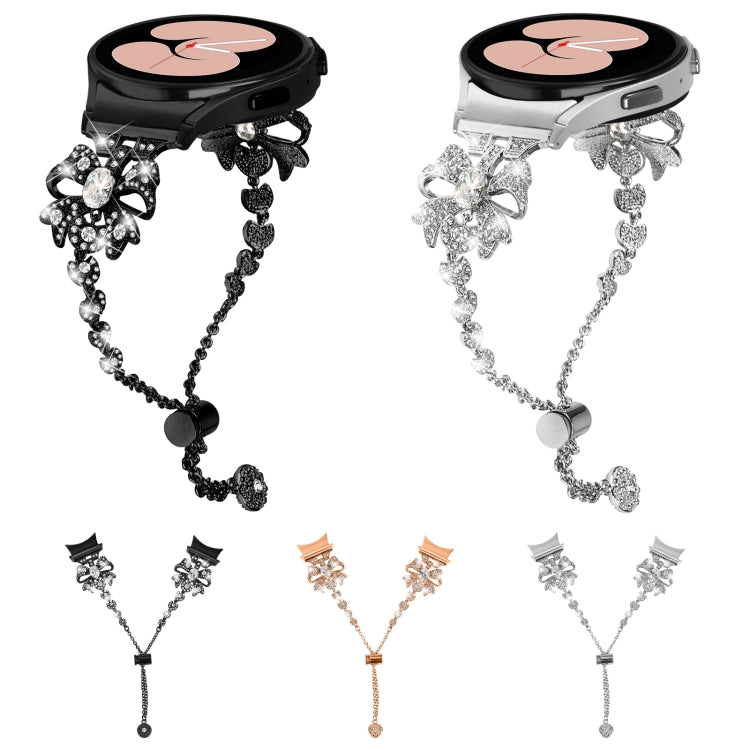 For Samsung Galaxy Watch6 / 6 Classic Bowknot Glitter Diamond Bracelet Watch Band(Rose Gold) - Watch Bands by PMC TechLife | Online Shopping South Africa | PMC TechLife