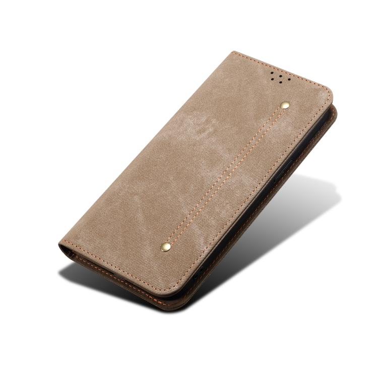 For Motorola Moto G15 Denim Texture Flip Leather Phone Case(Khaki) - free shipping - PMC TechLife - Order now!