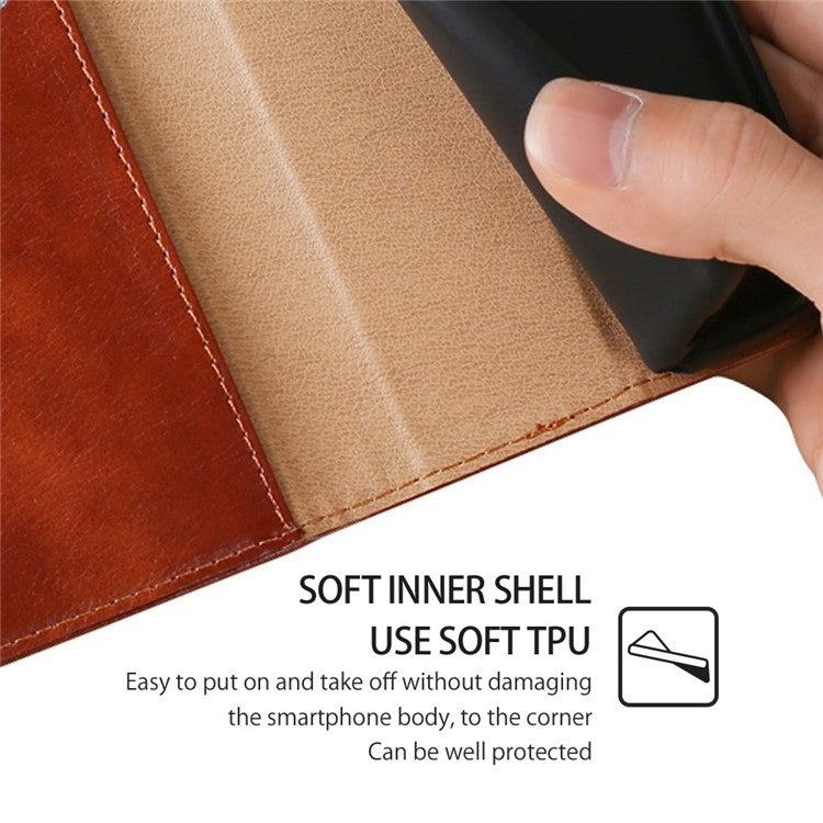 For Motorola Moto G Play 4G 2024 Gloss Oil Solid Color Magnetic Leather Phone Case(Brown) - Motorola Cases by PMC Jewellery | Online Shopping South Africa | PMC Jewellery | Buy Now Pay Later Mobicred