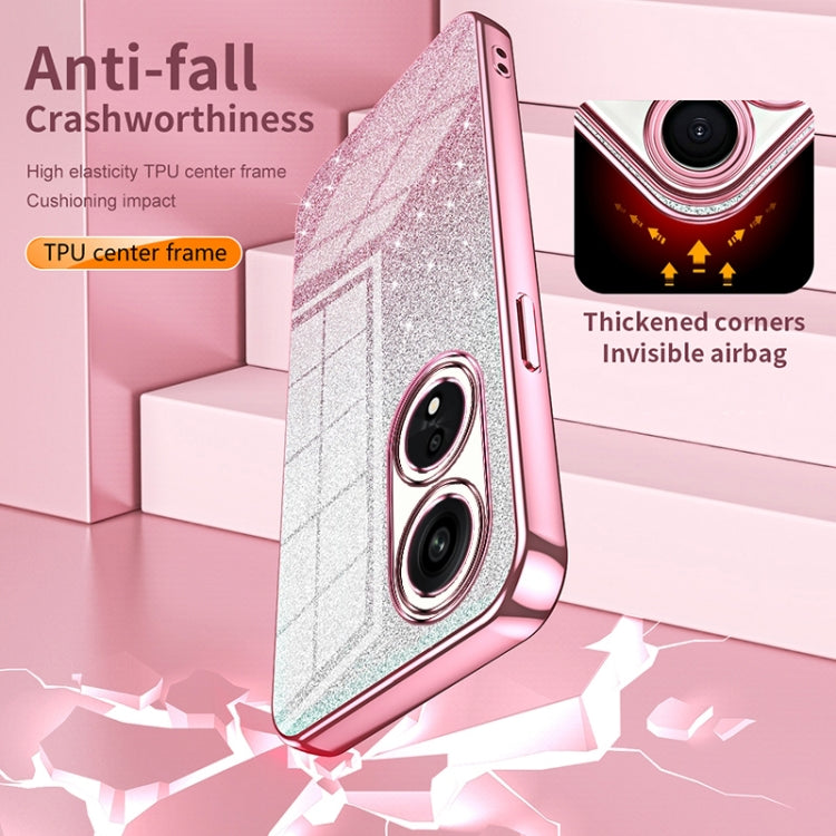 For OPPO Reno8 Pro+ Gradient Glitter Powder Electroplated Phone Case(Pink) - OPPO Cases by PMC TechLife | Online Shopping South Africa | PMC TechLife | Buy Now Pay Later Mobicred
