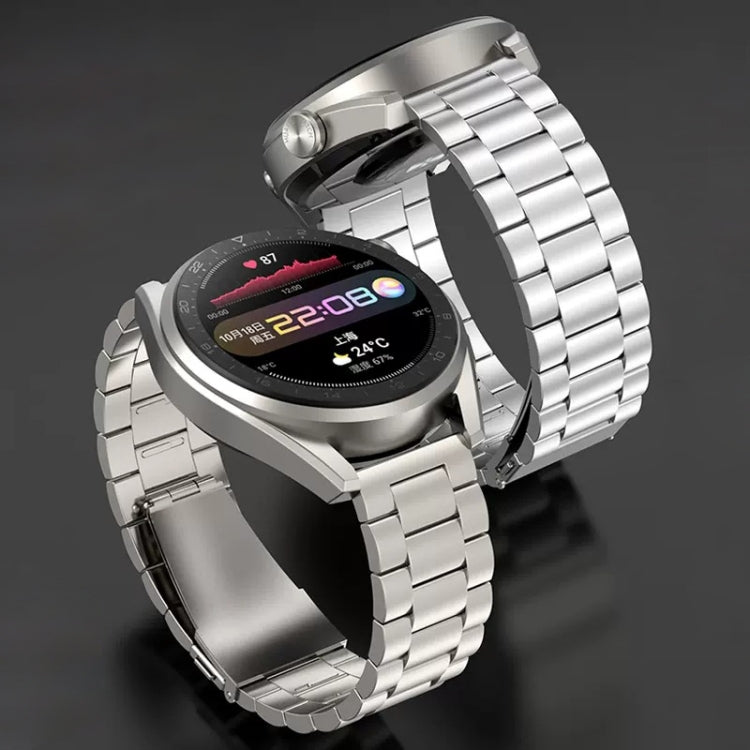 For Huawei Watch GT4 / GT3 / GT2 46mm Three Strains Flat Buckle Titanium Steel Watch Band(Silver) - free shipping - PMC TechLife - Order now!