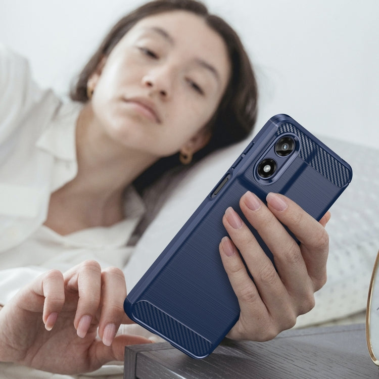 For Motorola Moto G Play 2024 Brushed Texture Carbon Fiber TPU Phone Case(Blue) - Motorola Cases by PMC Jewellery | Online Shopping South Africa | PMC Jewellery | Buy Now Pay Later Mobicred