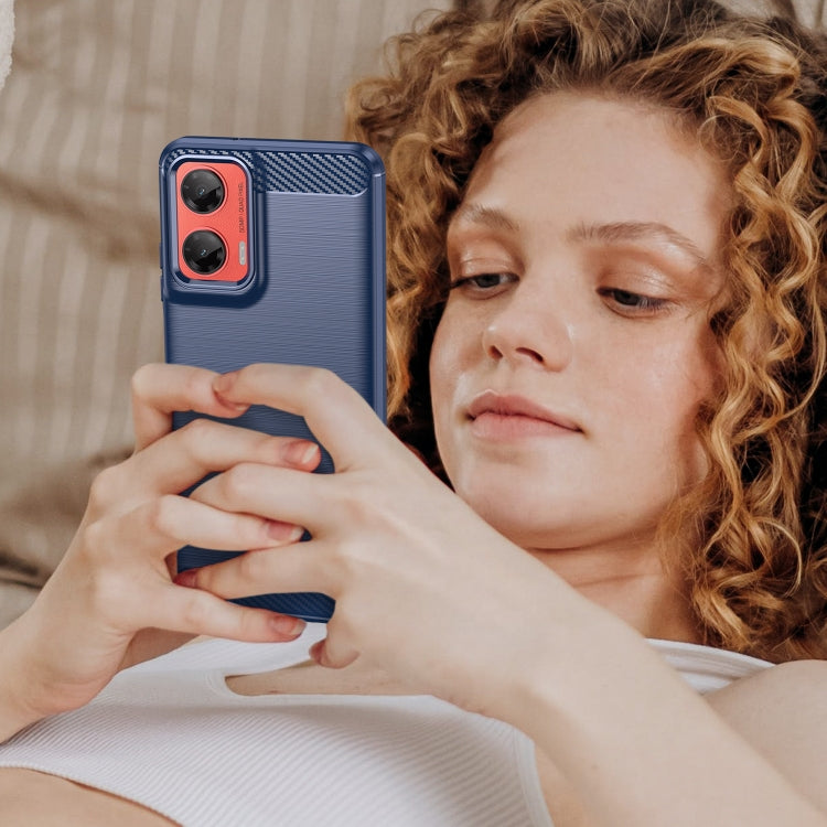 For Motorola Moto G35 5G Carbon Fiber Brushed Texture TPU Phone Case(Blue) - free shipping - PMC TechLife - Order now!